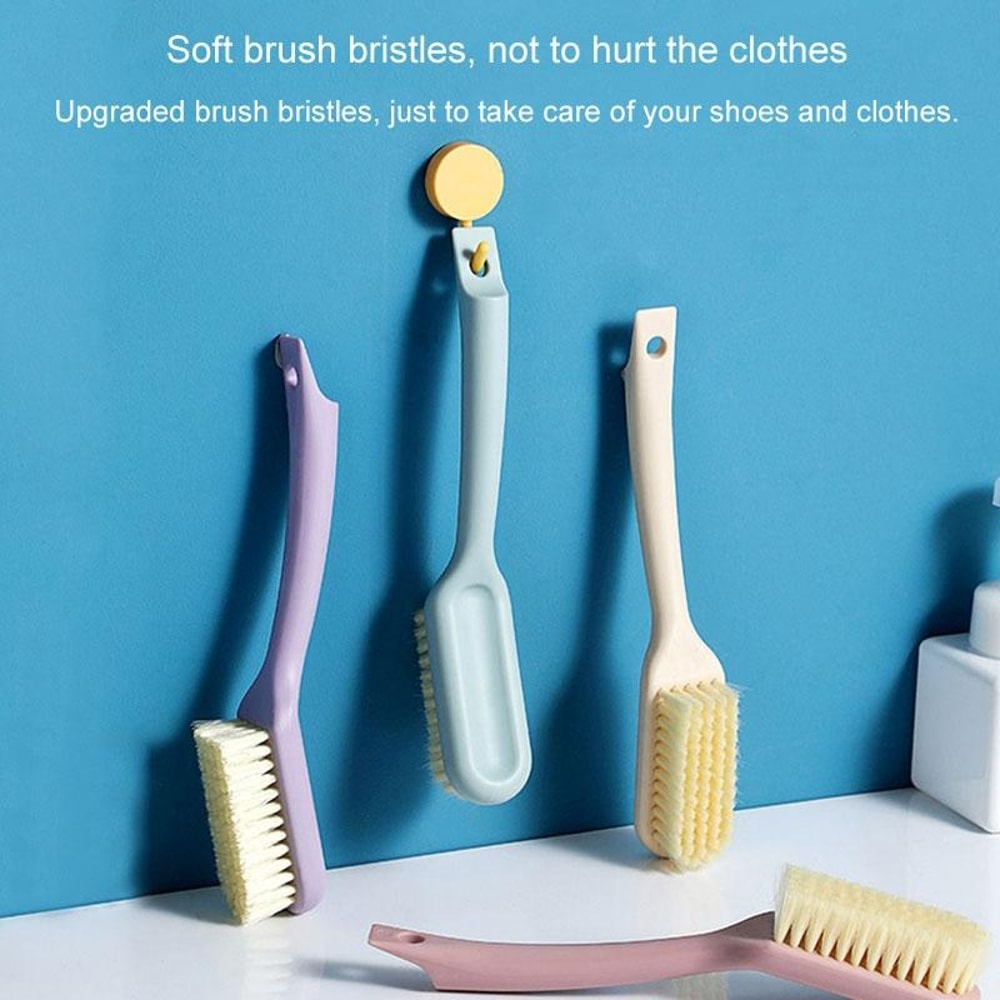 Long Handle Soft Bristle Shoe Cleaning Brush with Hook Ergonomic Multi-Use Household Scrub Brush