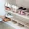 Space-Saving Shoe Organizer Rack with Double Layer Tray Stackable Shoe Storage (Pink)