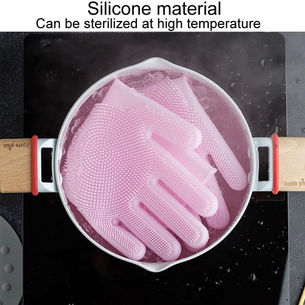 Reusable Silicone Dishwashing Gloves, Waterproof Kitchen Cleaning Gloves for Men & Women