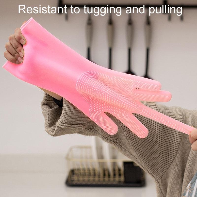 Reusable Silicone Dishwashing Gloves, Waterproof Kitchen Cleaning Gloves for Men & Women