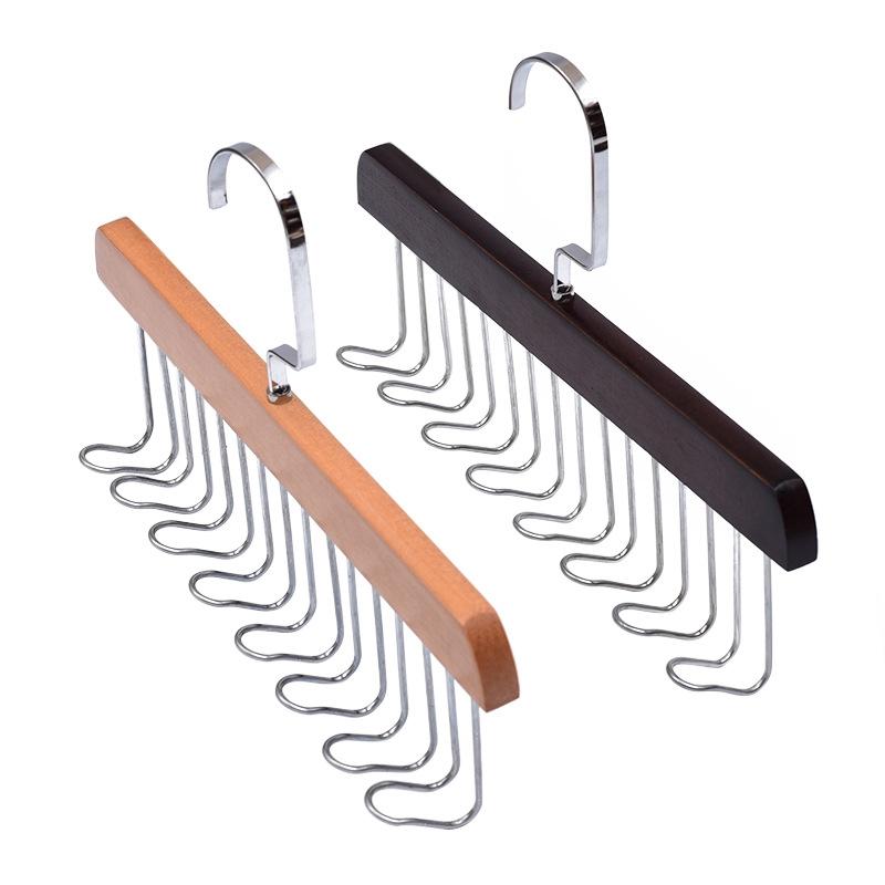 Wooden Sling Hanger Tie Organizer & Scarf Storage Rack Space Saving Wardrobe Drying Hanger