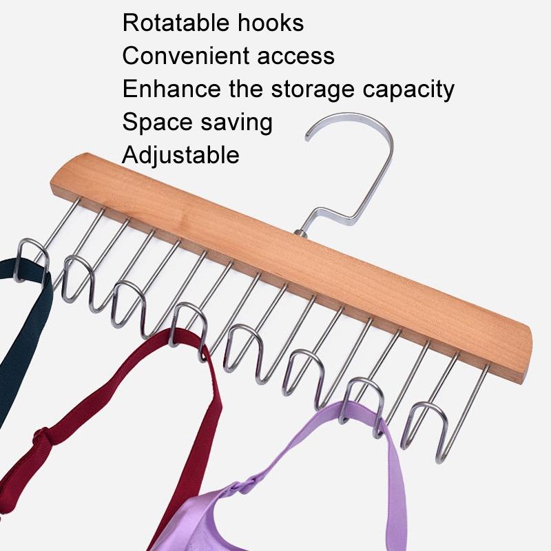 Wooden Sling Hanger Tie Organizer & Scarf Storage Rack Space Saving Wardrobe Drying Hanger