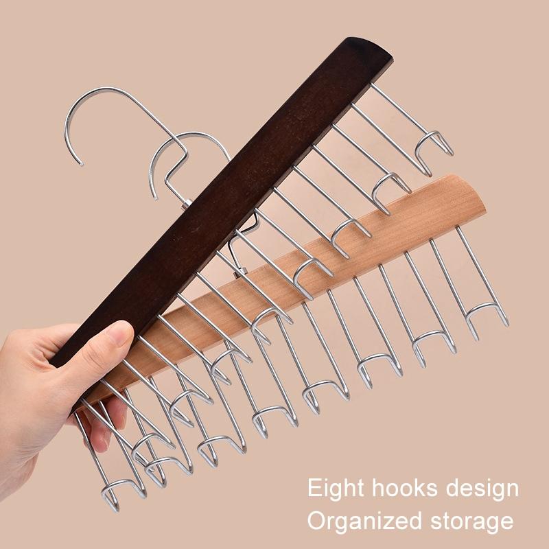 Wooden Sling Hanger Tie Organizer & Scarf Storage Rack Space Saving Wardrobe Drying Hanger