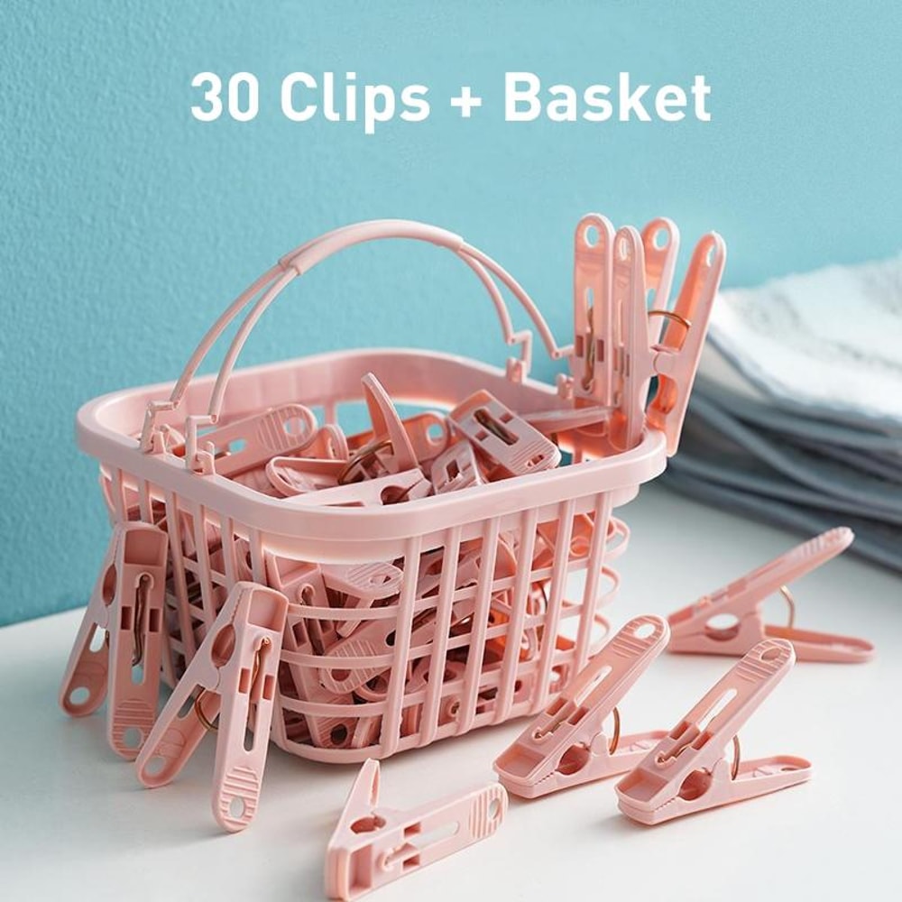 Sock Clips Laundry Clips Plastic Clothespins Basket Organizer for Home and Travel