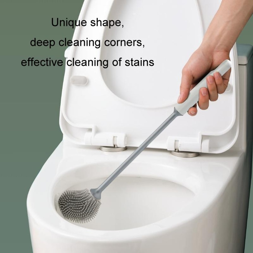 Long Handle Silicone Toilet Brush Black TPR Bathroom Cleaner 3