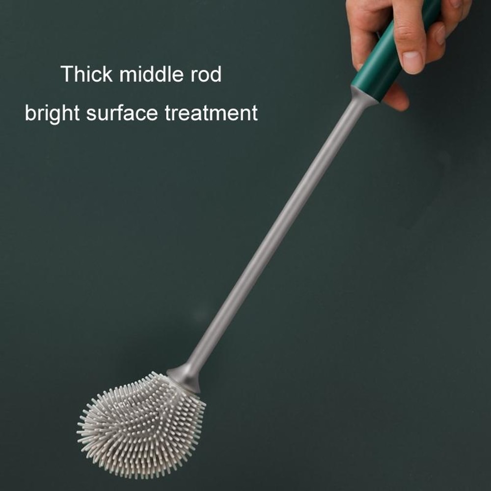 Long Handle Silicone Toilet Brush Black TPR Bathroom Cleaner 4
