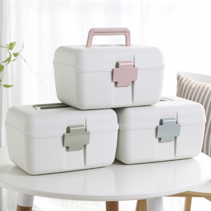 Double Layer Portable Medicine Box with Sealed Divided Storage & Childproof Safety Buckle