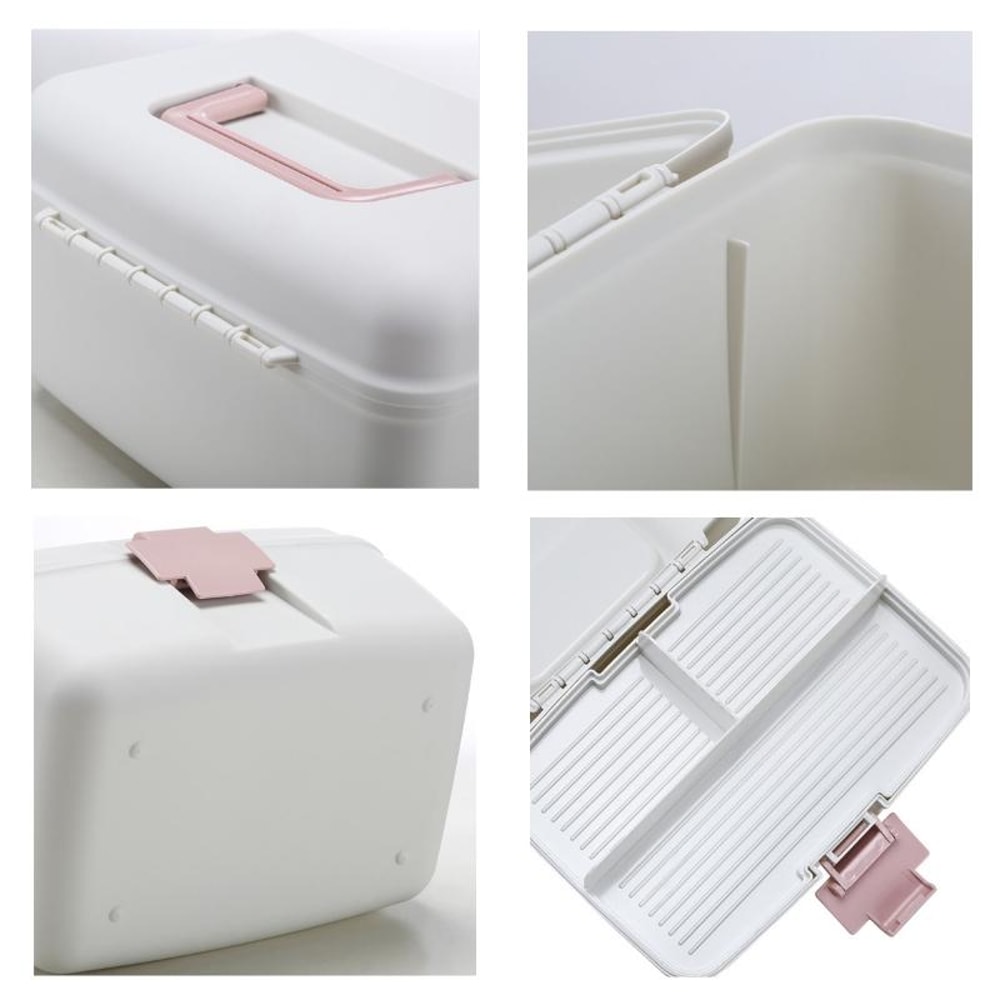 Double Layer Portable Medicine Box with Sealed Divided Storage & Childproof Safety Buckle
