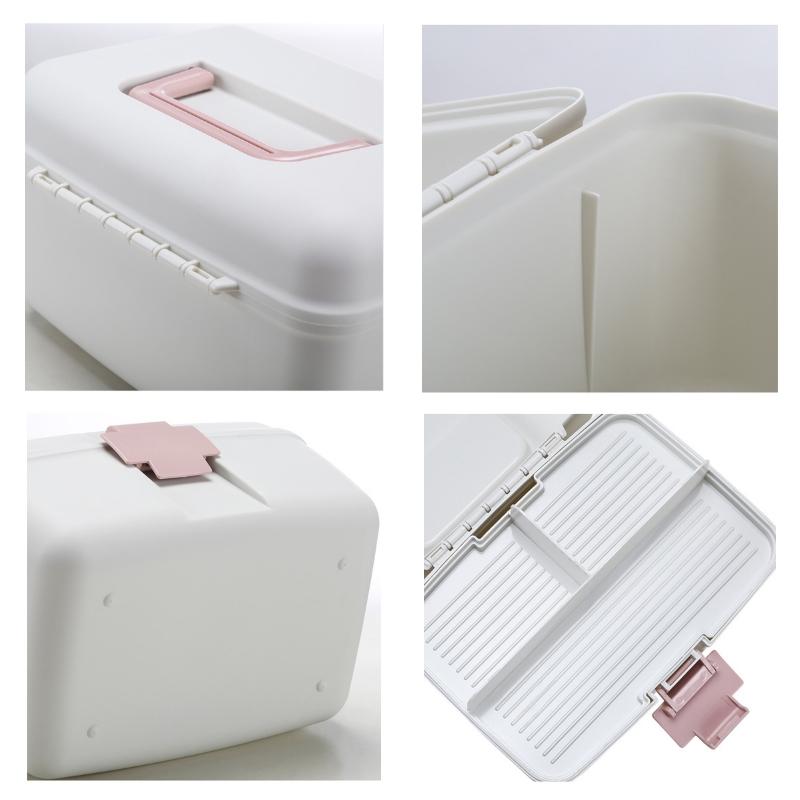 Double Layer Portable Medicine Box with Sealed Divided Storage & Childproof Safety Buckle