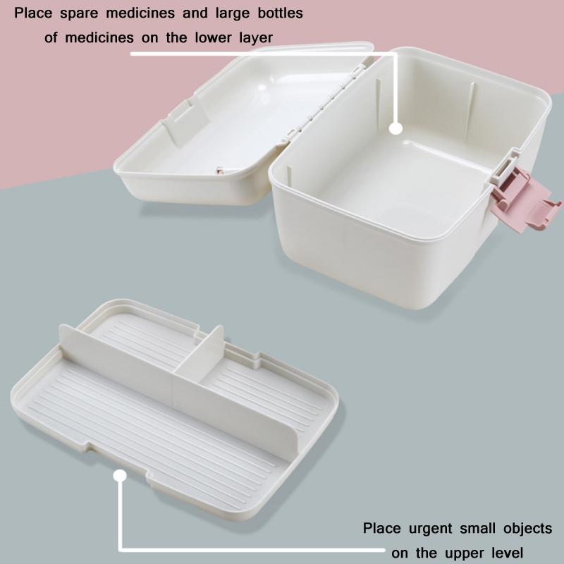 Double Layer Portable Medicine Box with Sealed Divided Storage & Childproof Safety Buckle