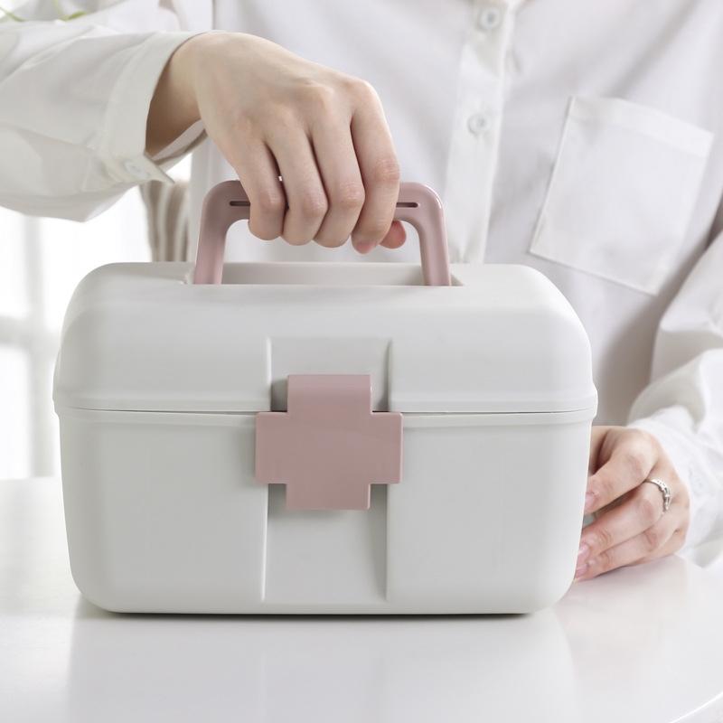 Double Layer Portable Medicine Box with Sealed Divided Storage & Childproof Safety Buckle