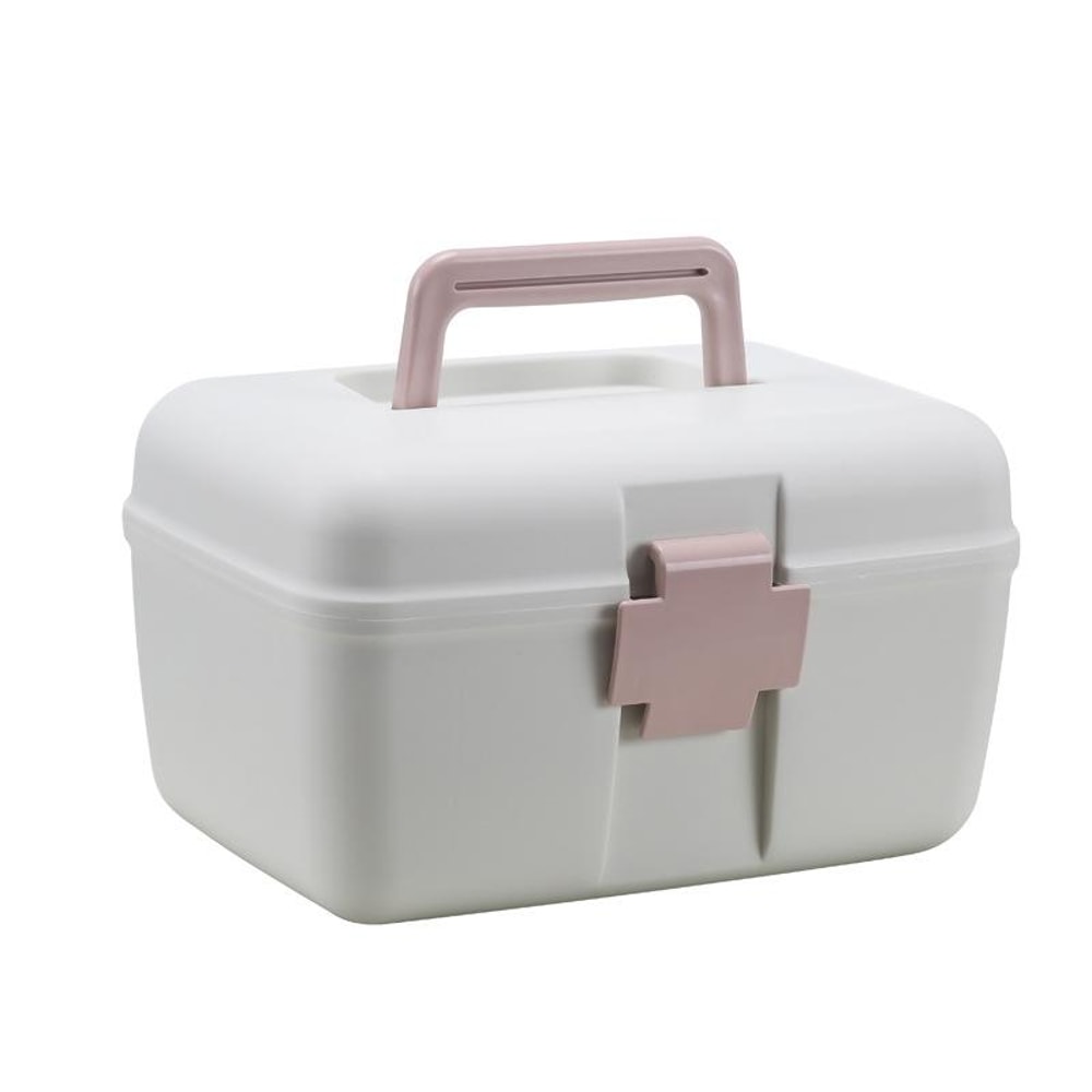 Double Layer Portable Medicine Box with Sealed Divided Storage & Childproof Safety Buckle