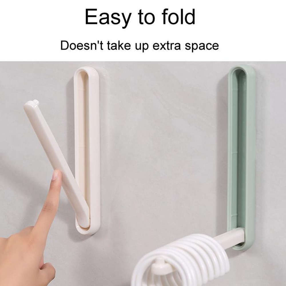 Balcony No Punch Foldable Clothes Hanger Rack Wall Mounted Adhesive Space Saving Organizer