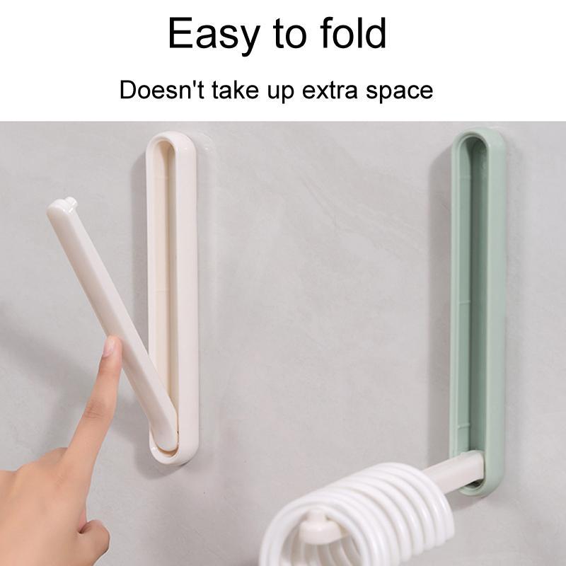 Balcony No Punch Foldable Clothes Hanger Rack Wall Mounted Adhesive Space Saving Organizer