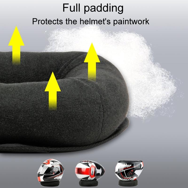 Multifunctional Motorcycle Helmet Stand with Helmet Support Pads Ventilation Storage Base (Black)
