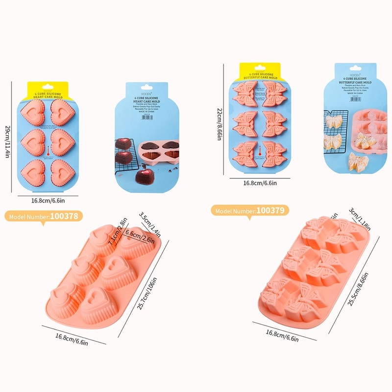 Silicone Cake Mold Jelly Cake Mold, Mousse Baking Tray for Heart & Butterfly Desserts
