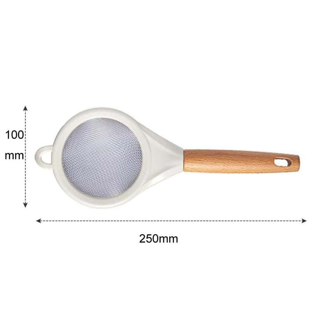 Stainless Steel Flour Sifter with Wooden Handle Baking Strainer Kitchen Sieve