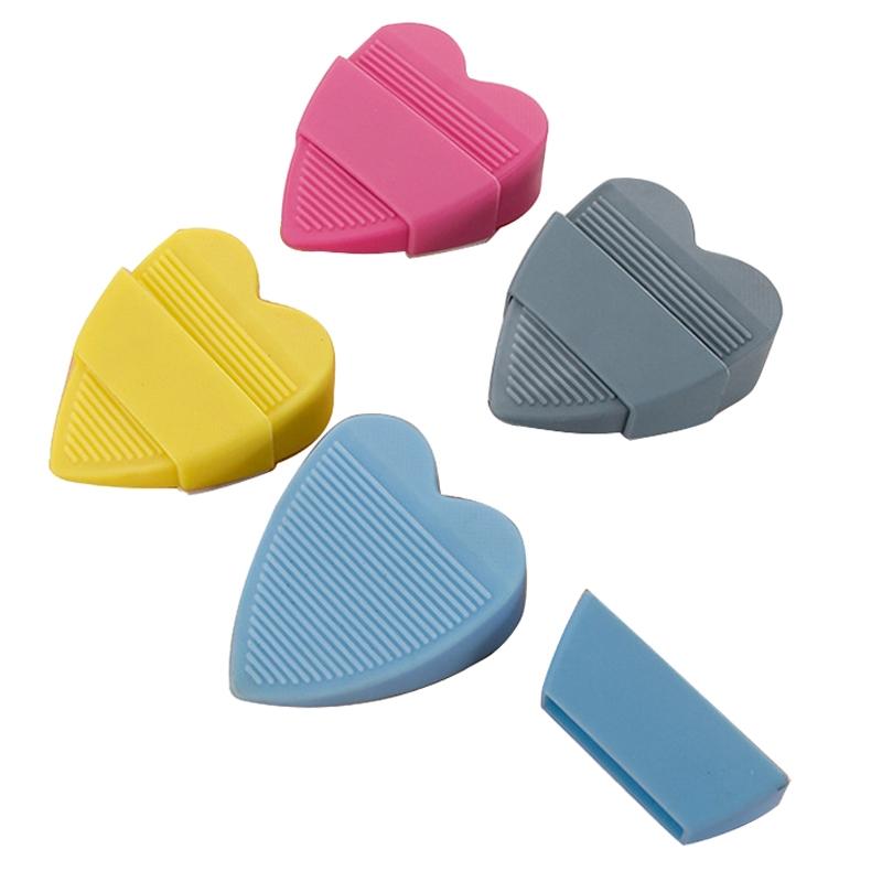 Windproof Adhesive Door Stopper Storage Box Silent Anti Collision PVC Door Holder Pink