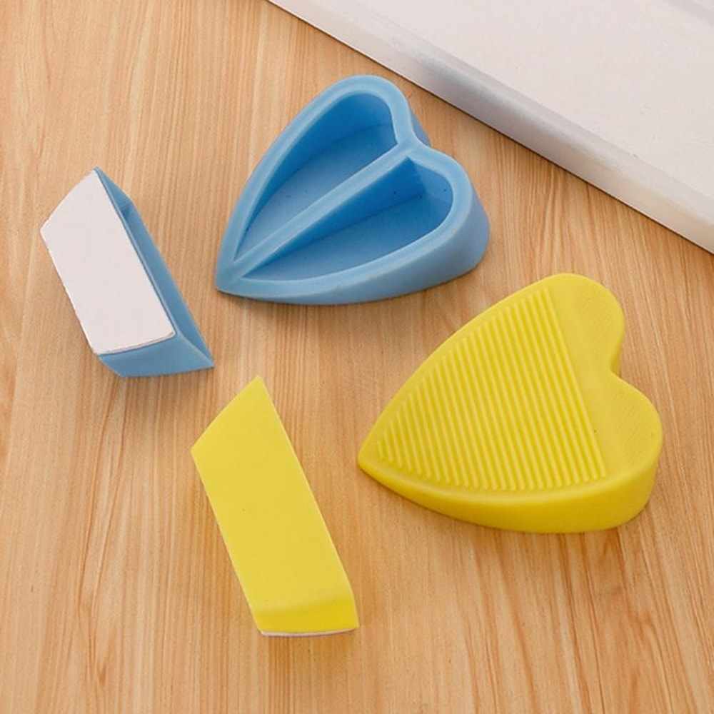 Windproof Adhesive Door Stopper Storage Box Silent Anti Collision PVC Door Holder Pink