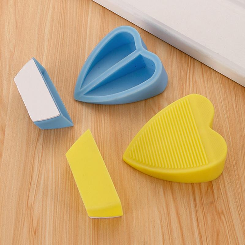 Windproof Adhesive Door Stopper Storage Box Silent Anti Collision PVC Door Holder Pink
