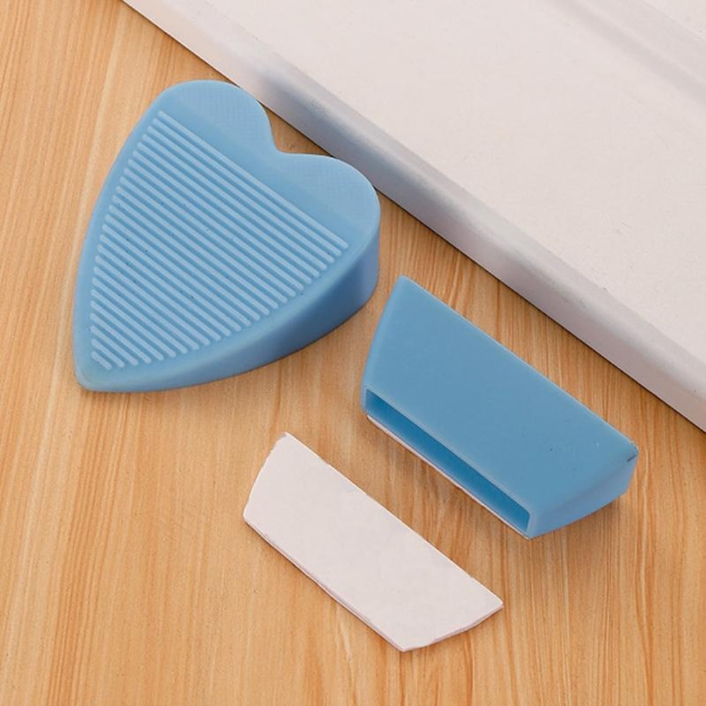 Windproof Adhesive Door Stopper Storage Box Silent Anti Collision PVC Door Holder Pink