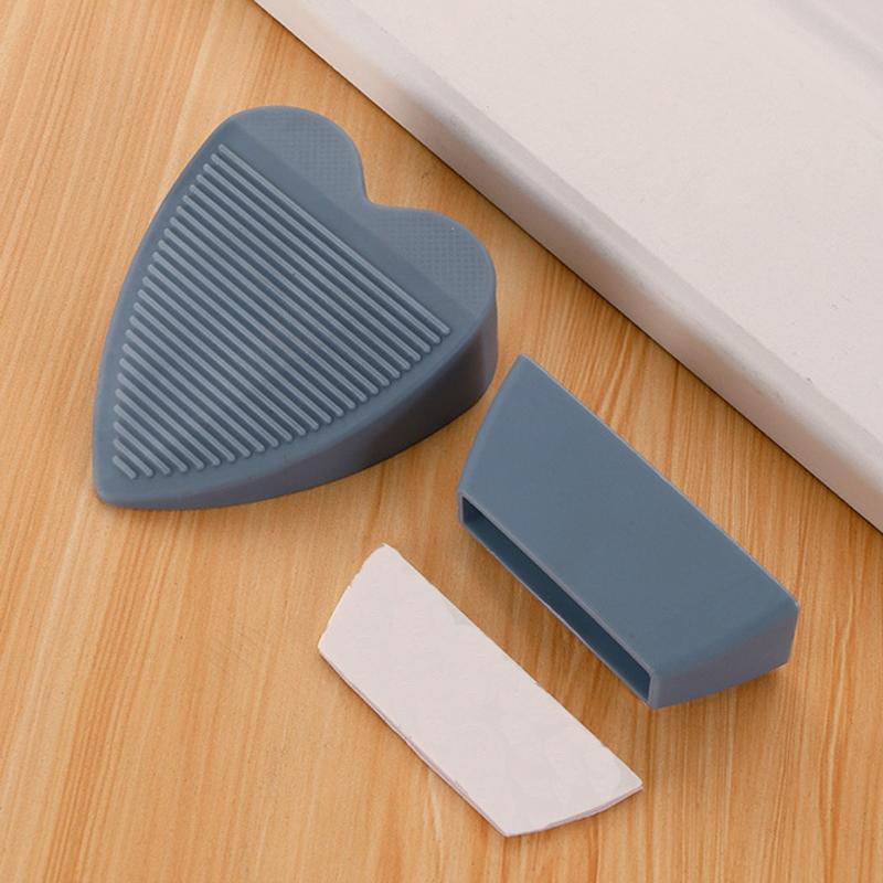 Windproof Adhesive Door Stopper Storage Box Silent Anti Collision PVC Door Holder Pink
