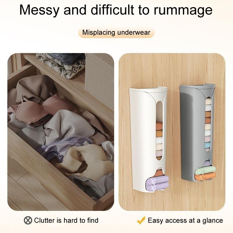 Wall Mounted Underwear Organizer & Sock Storage Box, No Drill Panty Organizer Space Saving Rack