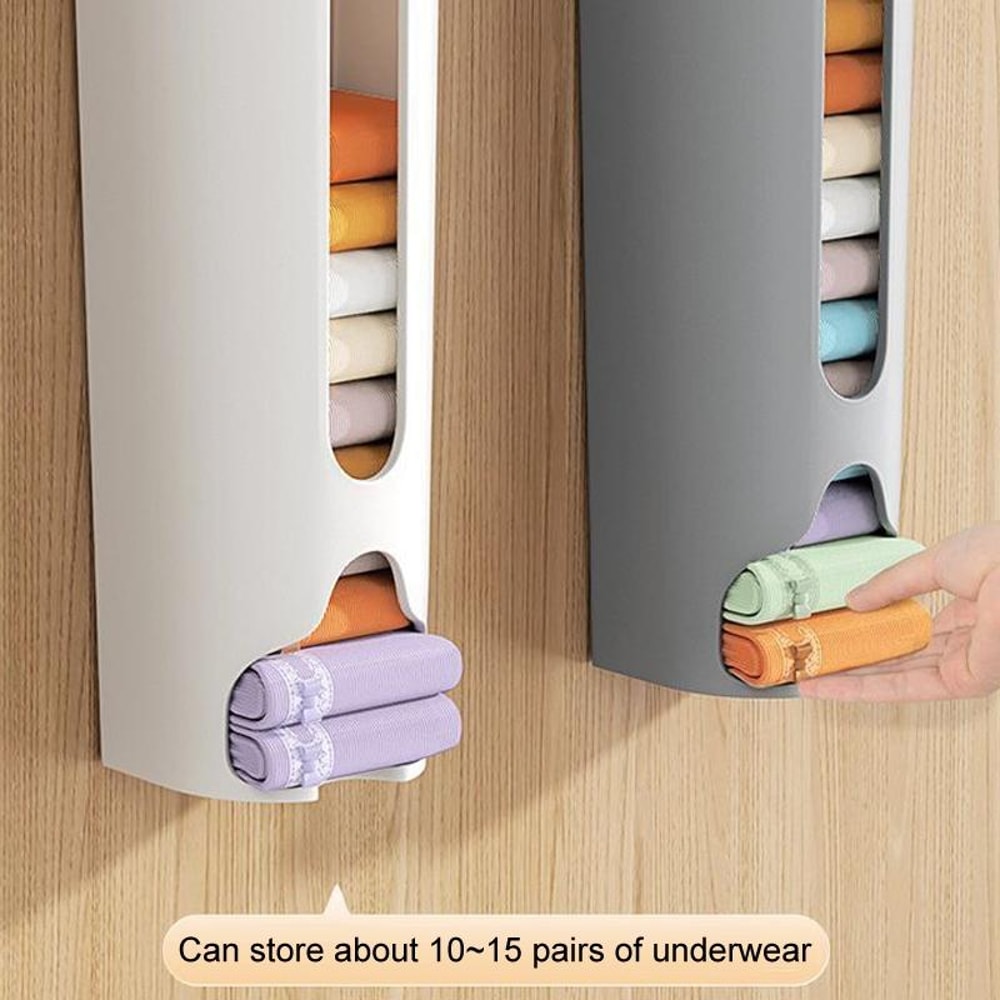 Wall Mounted Underwear Organizer & Sock Storage Box, No Drill Panty Organizer Space Saving Rack