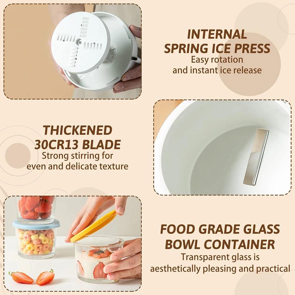 Manual Ice Crusher Ice Shaver Hand Crank Ice Blender for Household Use White
