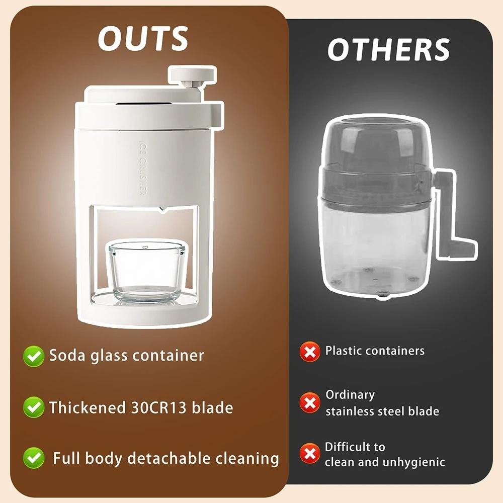 Manual Ice Crusher Ice Shaver Hand Crank Ice Blender for Household Use White