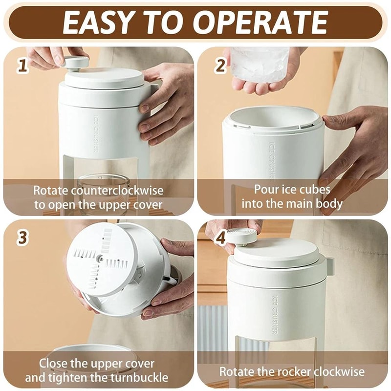 Manual Ice Crusher Ice Shaver Hand Crank Ice Blender for Household Use White