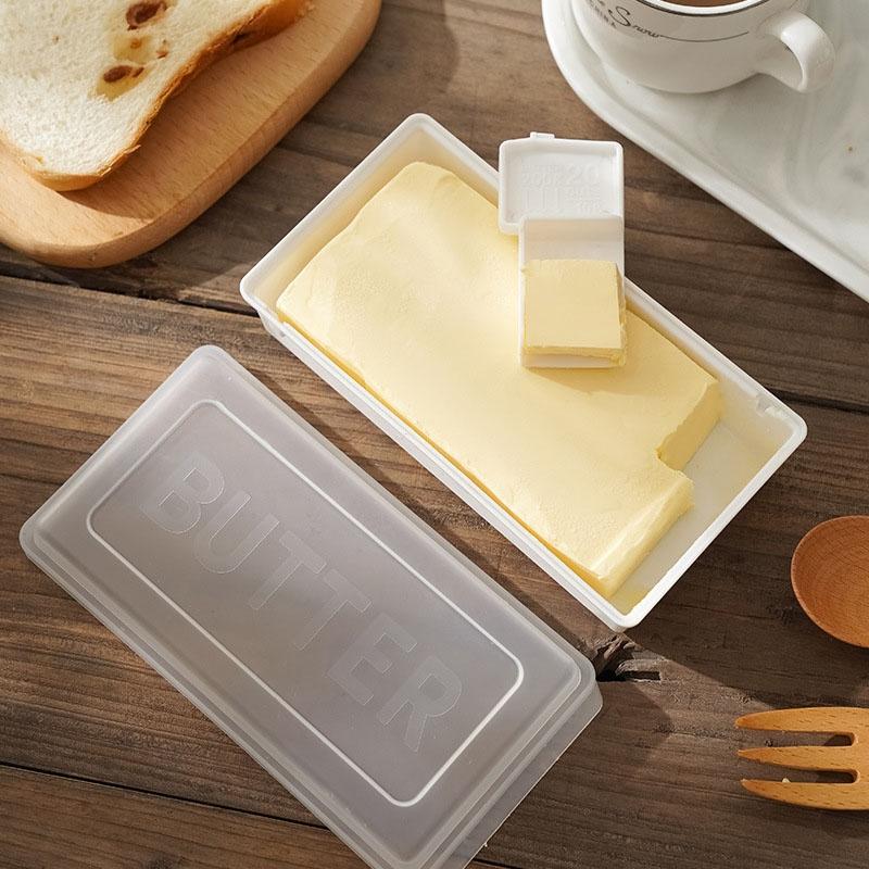 Square Butter Cutting Storage Container with Lid, Cheese & Butter Cutter Box, Portion Control Keeper