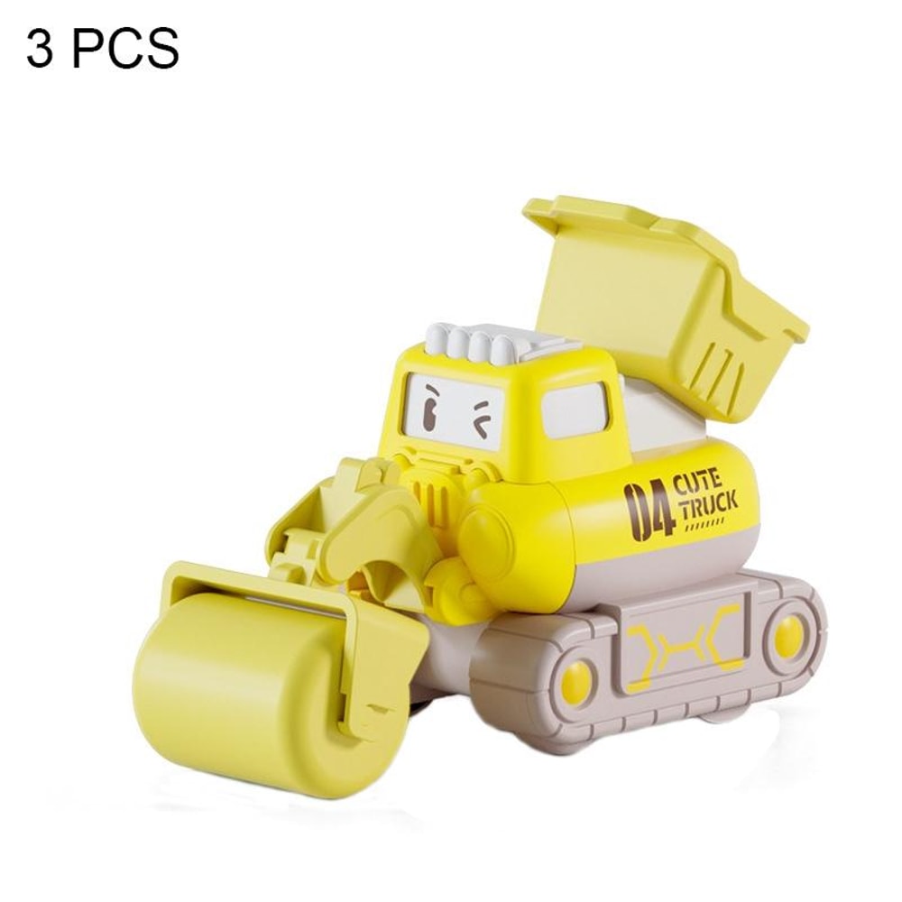 Cartoon Press and Go Inertia Toy Car Set for Kids Construction Play Vehicles