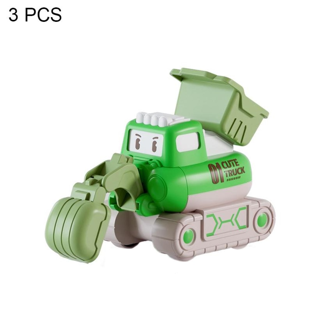 Cartoon Press and Go Inertia Toy Car Set for Kids Construction Play Vehicles