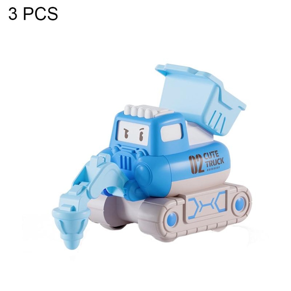 Cartoon Press and Go Inertia Toy Car Set for Kids Construction Play Vehicles