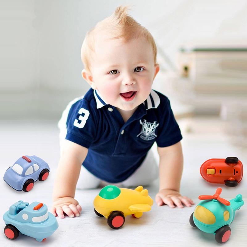 Cartoon Pull Back Toy Car For Toddlers Safe Inertia Baby Vehicle 2