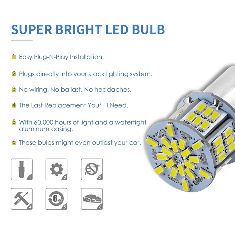 LED Brake Light Bulb White High Brightness Car Tail Light Replacement
