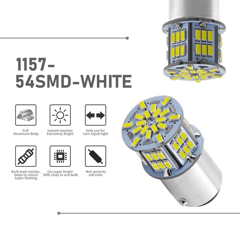 LED Brake Light Bulb White High Brightness Car Tail Light Replacement
