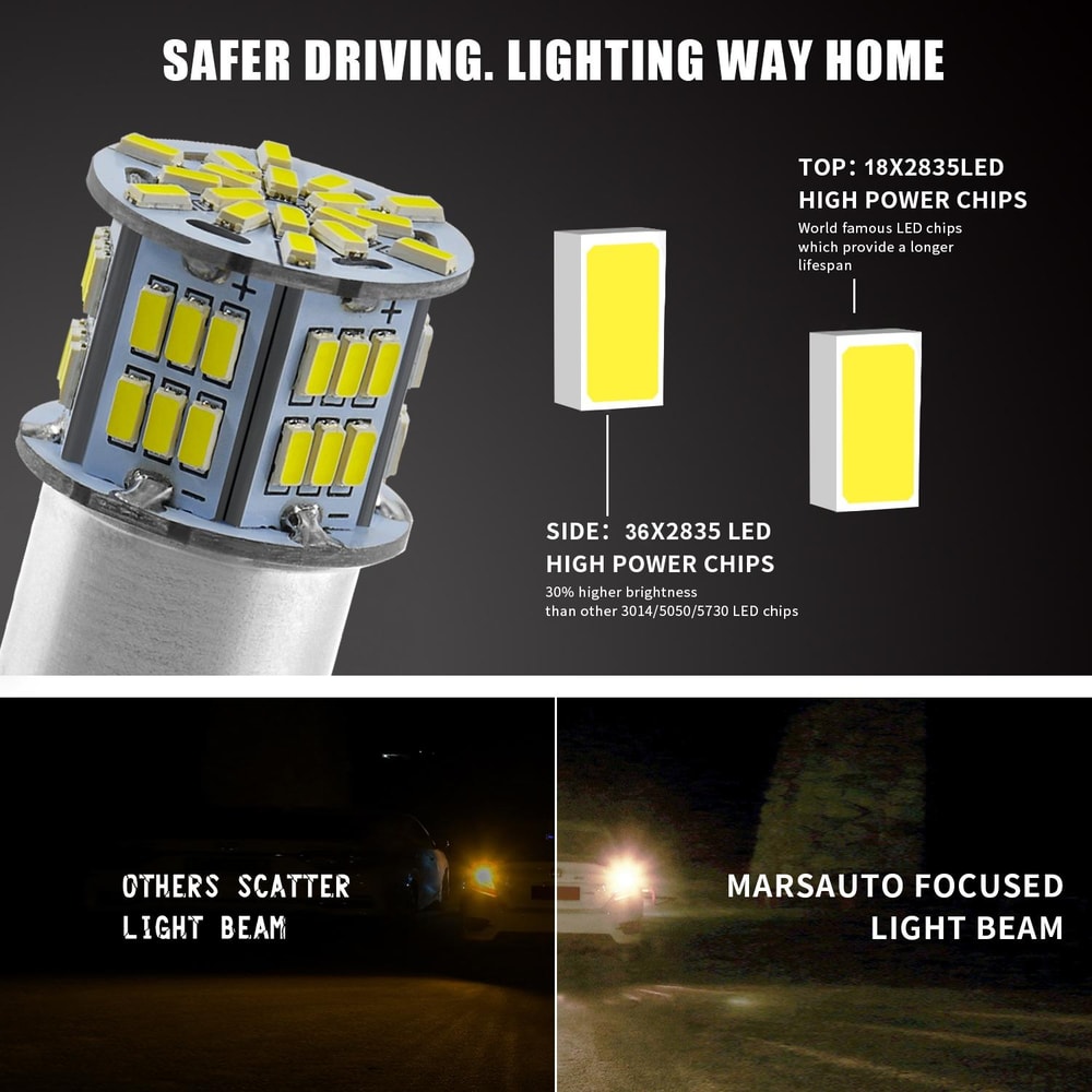 LED Brake Light Bulb White High Brightness Car Tail Light Replacement