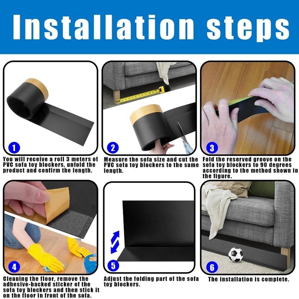 Adjustable Sofa Gap Blocker Under Bed Gap Filler Toy Blocking Strap PVC Furniture Gap Guard