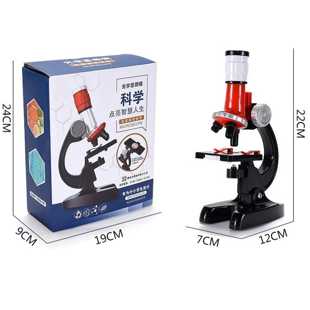 Kids Microscope Educational Science Experiment Kit with LED Light for Students