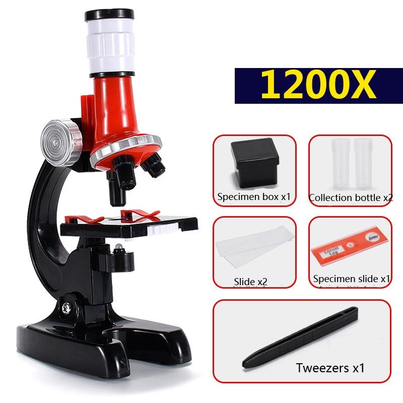 Kids Microscope Educational Science Experiment Kit with LED Light for Students