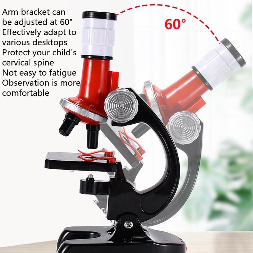 Kids Microscope Educational Science Experiment Kit with LED Light for Students