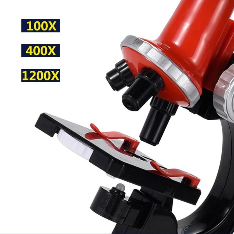 Kids Microscope Educational Science Experiment Kit with LED Light for Students