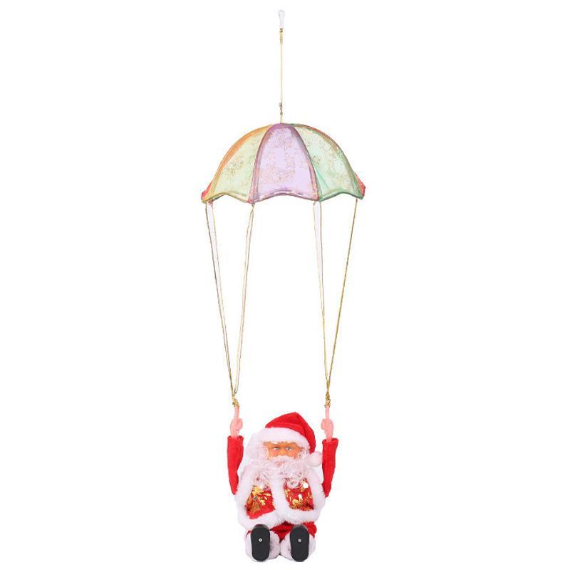 Electric Santa Parachute Toy Christmas Hanging Decoration Battery Operated Festive Flip Ornament