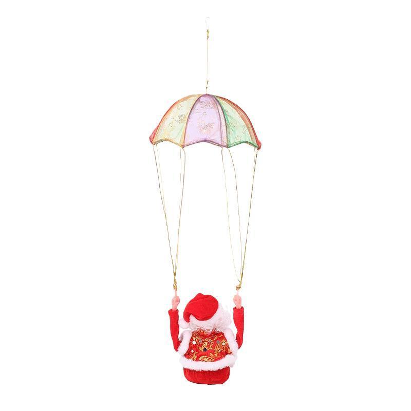 Electric Santa Parachute Toy Christmas Hanging Decoration Battery Operated Festive Flip Ornament