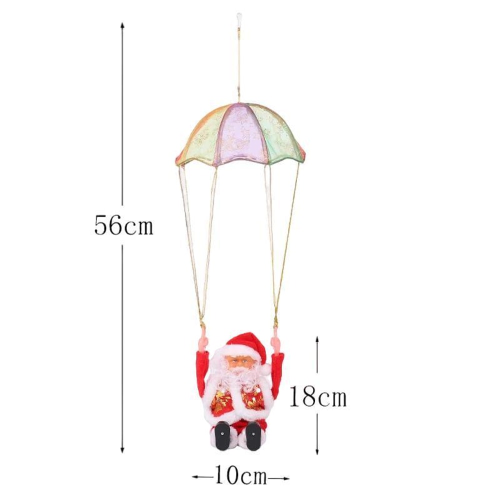 Electric Santa Parachute Toy Christmas Hanging Decoration Battery Operated Festive Flip Ornament