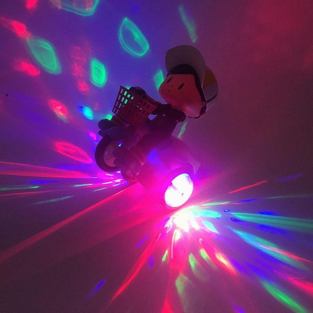 Electric Stunt Toy Car Rotating Stunt Tricycle with Lights Music Battery Powered Kids Toy
