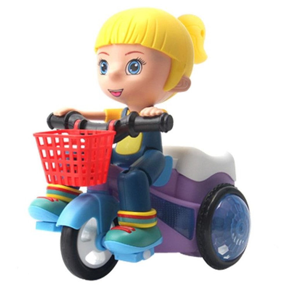Electric Stunt Toy Car Rotating Stunt Tricycle with Lights Music Battery Powered Kids Toy