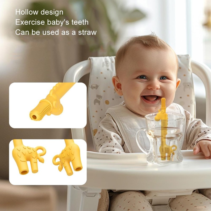 Baby Giraffe Silicone Teething Stick Food Grade Silicone Baby Gum Relief Teether Toy
